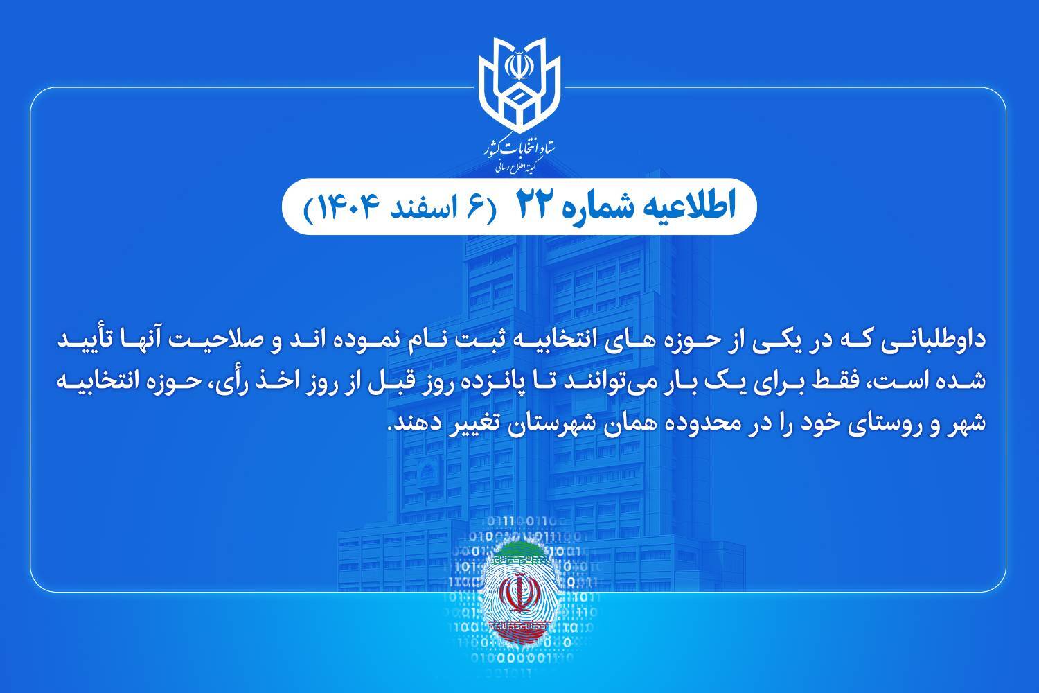 شرایط امکان تغییر حوزه انتخابیه داوطلبان انتخابات شوراها